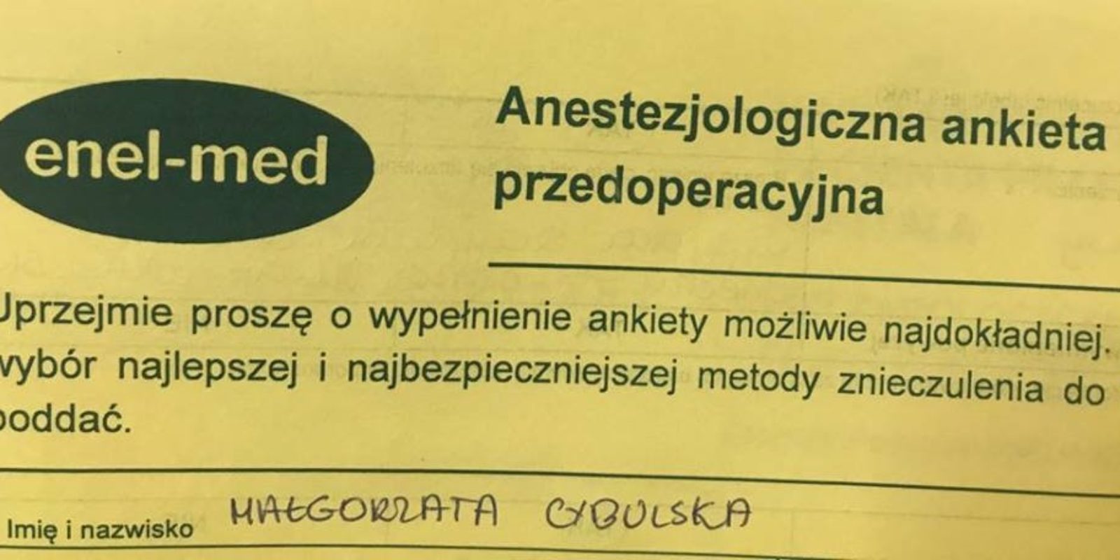 ankieta przedoperacyjna